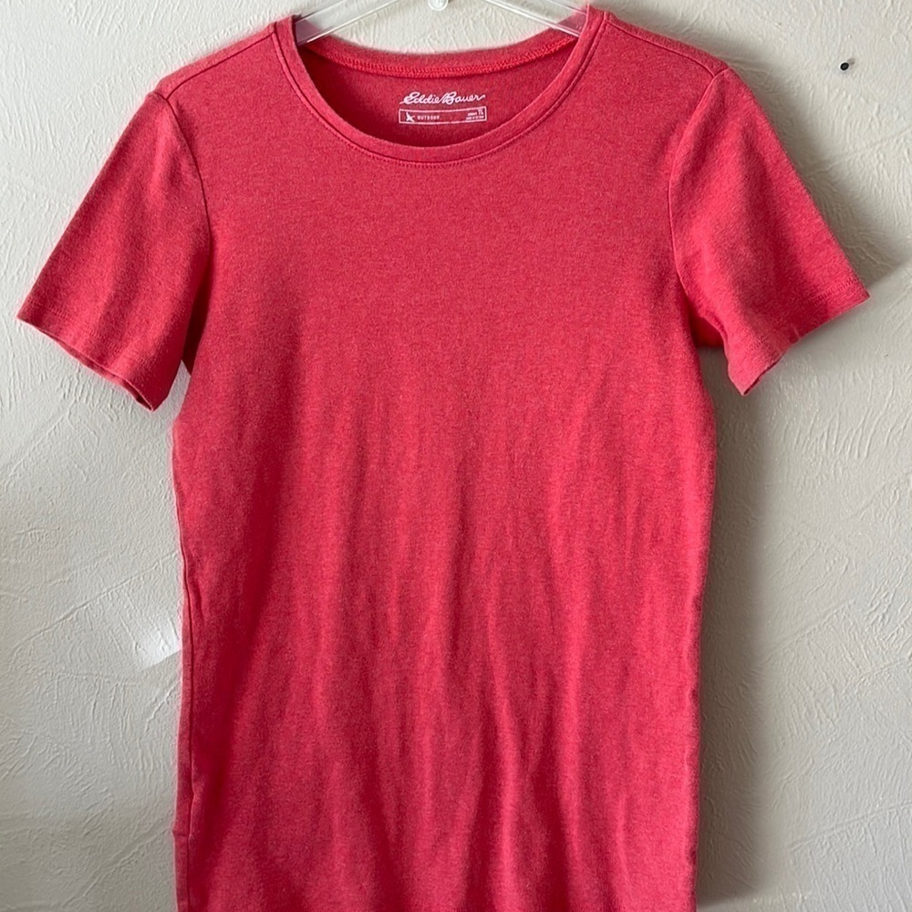 Eddie Bauer T-shirt Size Large Tall Dark Pink/Heather short sleeves crew neck